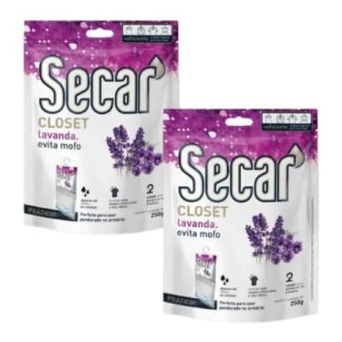 Imagem de Kit Com 2 Desumidificador Closet 250g Anti Mofo Anti Odor Absorvedor De Umidade Para Guarda Roupa Armario Closet Roupeiros Lavanda Kids Sem Perfume (Lavanda)