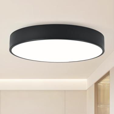Imagem de erpymi Luminária De Teto Embutida Preta Moderna 18", 4 Luzes Redondas, Minimalista Com Abajur Acrílico Para Quarto, Lavanderia, Banheiro E Corredor