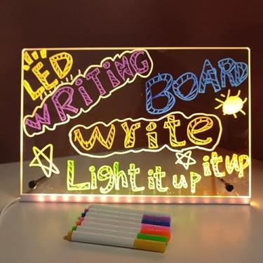 Imagem de Quadro de Desenho LED Acrílico Brilhante | Quadro Mágico para Desenhar com LUZ Infantil | Quadro de notas LED com cores