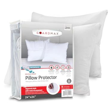 Imagem de Guardmax Protetor De Travesseiro Malha Com Zíper - Pacote 2 100% À Prova D'Água, Antipercevejos, Antiácaros E Hipoalergênico. Capas Premium (24 X 24).