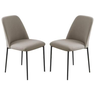 Imagem de Conjunto 2 Cadeiras Londres Linho Bege Metal Preto