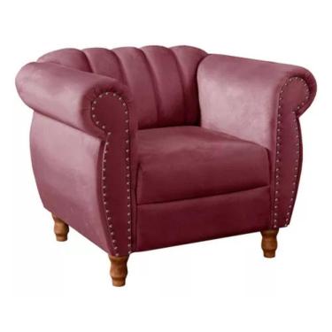 Imagem de Poltrona Chesterfield Realeza Vintage Retrô Suede Bordô