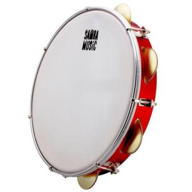 Imagem de Pandeiro phx 10" madeira samba music vermelho pele leitosa