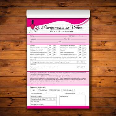 Imagem de Alongamento De Unhas Ficha Anamnese Manicure Bloco 100 Folha - Sonar