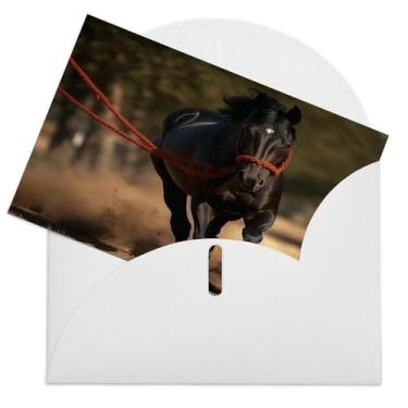Imagem de Dwrepo Um cavalo com corda de chumbo vermelho cartão de felicitações com envelopes cartão de agradecimento cartão de feliz aniversário cartões em branco cartão de parabéns para aniversário, casamento