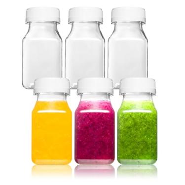 Imagem de Norcalway Garrafas de plástico pequenas de 118 ml com tampas pretas para líquidos - tampas de dose de gengibre, seguro para suco de bem-estar, à prova de vazamento, grau alimentício 118 ml, pacote com