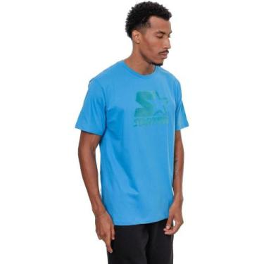 Imagem de Camiseta Starter Estampada Masculina Algodão Azul Streetwear, Azul, GG