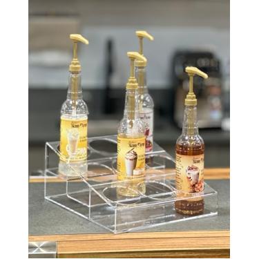 Imagem de Designstyles Xarope de café acrílico - Organizador de suporte de xarope de café de 3 camadas 9 garrafas - Organizador de acrílico transparente para xaropes, vinho, refrigerante e cerveja