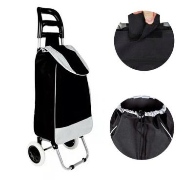 Imagem de Carrinho De Mão Dobrável Multiuso Compras Feira Com Rodas Suporta ate 