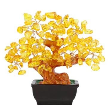 Imagem de NUKAYAI Árvore De Dinheiro Amarela Com Cristal Citrino Para Decoração Mesa, Escritório, Sala Estar, Energia Positiva, Meditação, Cristais Feng Shui, Pedras Cura, Árvores Bonsai, Sorte E Riqueza, Pre