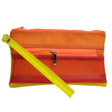 Imagem de Bolsa Clutch Clotchilde, Bolsa de Mão Artesanal em Silicone Vermelha, Amarela e Laranja