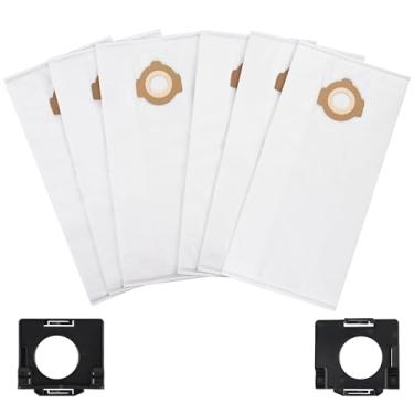 Imagem de Pacote com 6 sacos de pó de lã 49-90-2016 compatíveis com aspiradores Milwaukee 0960-20 e 0970-20 sem fio para aspiradores de pó molhado/seco + 2 unidades de suporte de saco anexável (6 sacos e 2