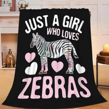 Imagem de Sweetfox Just A Girl Who Love Zebras Cobertor fofo engraçado zebra decoração animal cobertor super quente macio pelúcia leve flanela inverno sofá cobertores de cama para crianças adultos mulheres 127