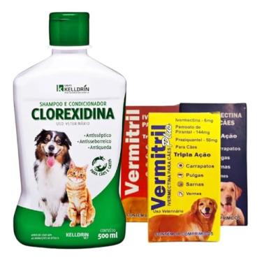 Imagem de Kit Sarna e Micose Canina: Vermitril 4 Comprimidos mastigáveis + Shampoo Clorexidina Kelldrin (Filhotes)