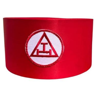 Imagem de Boné Masonic Royal Arch Master Crown Cap RED Velvet Hat Masonic Regalia, tamanho padrão