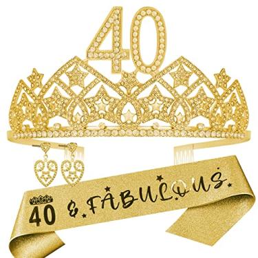 Imagem de HnoonZ Presentes De 40º Aniversário, 40 E Fabulosos, Tiara Coroa Faixa Presente Para Mulher Anos, Decoração Aniversário Mulheres, Lembrancinha Festa Artigos