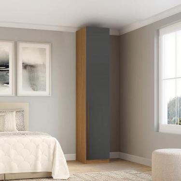 Imagem de Guarda-roupa 1 Porta com Gaveta Altezza Freijó/Titânio - Belmax