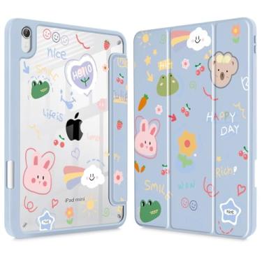 Imagem de May Chen Capa para iPad mini 7 (A17 Pro, 7ª geração) 2024/iPad mini 6 (6ª geração) 8,3 polegadas, [suporte de lápis embutido] capa à prova de choque, capa traseira transparente transparente e