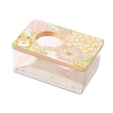 Imagem de Baoblaze Hamster Banho Sanitário Recipiente de Areia Banheiro Pet Casa de Banho com Tampa de Madeira Banheiro Pet Banheira para Gerbil Furão Chinchila, M