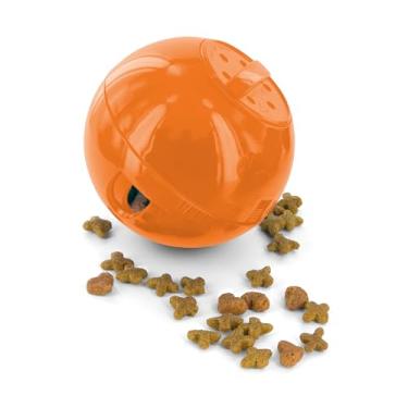 Imagem de PetSafe SlimCat Brinquedo para gatos com distribuição de comida laranja, brinquedo de petisco, dispensador de comida interativo, bola de lanche de atividades para gatos de todas as idades