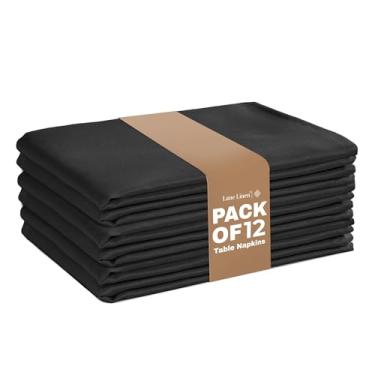 Imagem de LANE LINEN Pacote com 12 guardanapos de pano preto, 43,3 x 43,3 cm, guardanapo de jantar em tecido 100% poliéster com bordas com bainha, guardanapos laváveis e reutilizáveis, ideais para festas