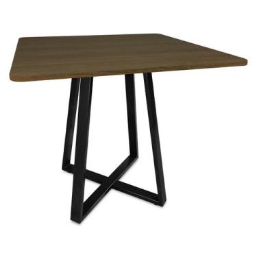 Imagem de Mesa De Jantar Para Cozinha Em aço Estilo Industrial Gizé Tampo Quadra