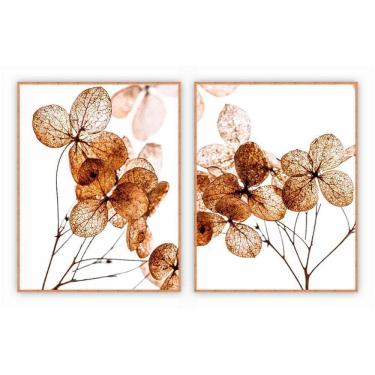 Imagem de Kit Com 2 Quadros Decorativos Florais Com Moldura Para Sala Quarto Escritório 72x922 Fl...