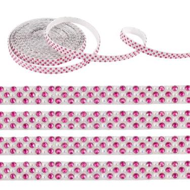 Imagem de FASHEWELRY Adesivos de imitação de pérola branca de 3 metros fita de strass deslumbrante tiras de strass brilhante fita de strass para artesanato, telefone, carro, casamento, formatura, boné