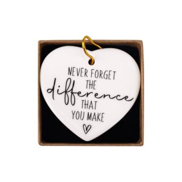 Imagem de XIHIRCD Presentes De Agradecimento Para Mulheres, Nunca Se Esqueça Da Diferença Faça Enfeite Cerâmica Placa Em Forma Coração Lembrança Adeus Aposentadoria Colegas Trabalho Professor Funcionário Chef