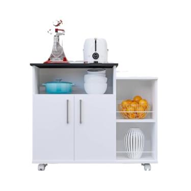 Imagem de Balcão Cozinha Organizador 2 Portas Multiuso(Branco com preto)