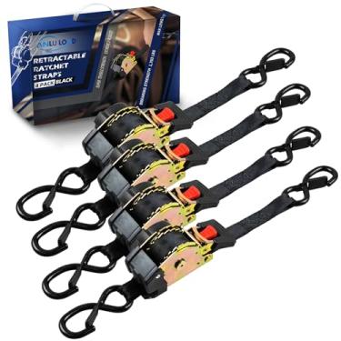 Imagem de ANLULOAD Alça de catraca retrátil, alça de amarração retrátil com gancho S para motocicletas, barcos, quadriciclos, Utvs. (25 mm)