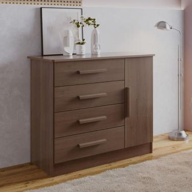 Imagem de Cômoda 4 Gavetas com Sapateira Florença Castanho