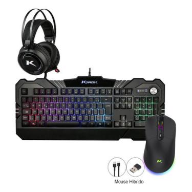 Imagem de Kit Gamer Mouse sem fio Teclado Semi Mecanico e Headset RGB - kTROK