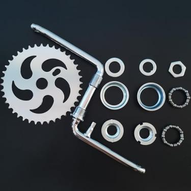 Imagem de ZZRSDAN Roda dentada prateada de peça única 40T com kit de manivela de pedal de 5 cm de largura, para motor de 2 tempos, bicicleta motorizada a gás 48cc/66cc/80cc