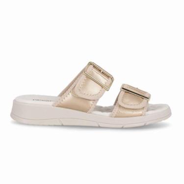 Imagem de Tamanco Esporão Anabela Médio Ouro com Marfim - Piccadilly, 34