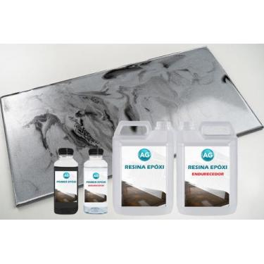 Imagem de Kit Porcelanato Liquido Metálico Cinza Platinum / Preto Profundo AG po