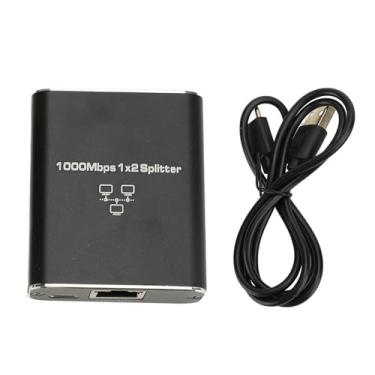 Imagem de Ethernet Splitter 1 a 2 de alta velocidade Gigabit RJ45 LAN Splitter com cabo de alimentação USB para configuração da rede de computadores Ligia de alumínio