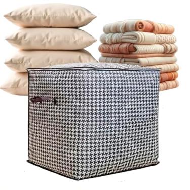 Imagem de Organizador Dobrável em Poliéster 95 Litros 49,5x48x40cm com Alças e Fecho Duplo Porta Edredom Travesseiro Toalhas e Roupas