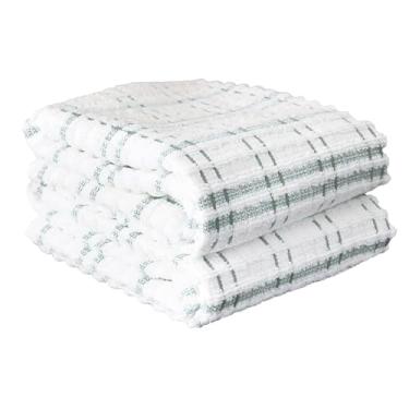 Imagem de Ritz Coleção Royale 100% algodão felpudo penteado, altamente absorvente, conjunto de toalhas de cozinha grandes, 71 x 45 cm, pacote com 2, xadrez, zimbro