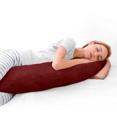 Imagem de Travesseiro De Corpo 135x48 cm + Capa Com Zíper Removivel Camurça Macio Cores (Vermelho)