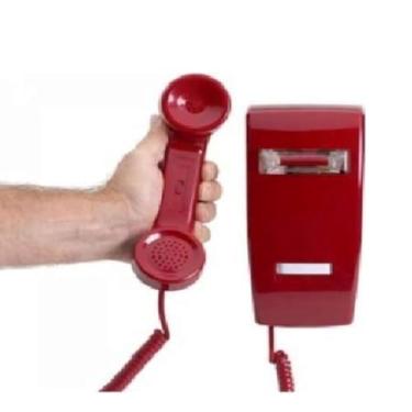 Imagem de hqtelecom Telefone de parede com discador automático industrial Hot Line (sem teclado de discagem) - vermelho