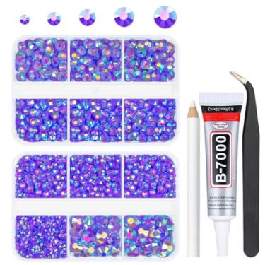 Imagem de qiipii 3060 Peças De Strass Resina Ab Roxo Escuro Para Artesanato, Gelatina Com Fundo Plano Profundo 2 Mm, 3 4 5 6 Tamanhos, Pedras Preciosas Sem Fixação A Quente, Diamantes, Copos, Canecas, Garrafa