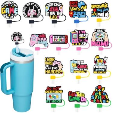 Imagem de 15 peças de tampas de palha de jogo para copos, 10 mm 1 cm topo de palha para copo Stanley 30 & 1,134 g Stanley Cups acessórios presentes para mulheres lembrancinhas de festa