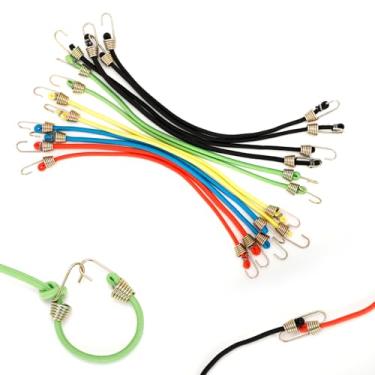 Imagem de Pacote com 12 cordões elásticos pequenos com ganchos, mini cordas elásticas elásticas ajustáveis de 25,4 cm para acampamento, bicicleta, carro, bagagem, trailer, barraca, lona e atividades ao ar livre