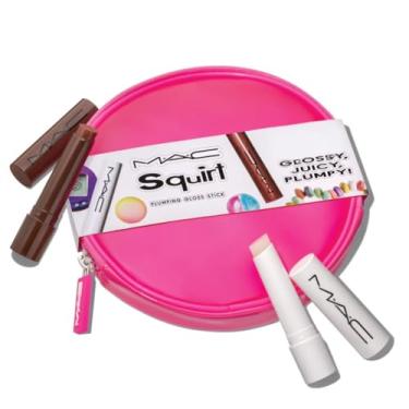 Imagem de M.A.C Cosmetics Edição Limitada Conjunto de Bastões Brilhantes Amped Squirt – Corte Inferior (Marrom Transparente) e Transparente