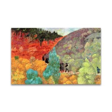 Imagem de RYLJCZ Reprodução de pinturas a óleo de Paul Sérusier - bretões no mouro - impressão de arte de paisagem vintage - arte de parede em tela para decoração de casa e escritório 70 x 112 cm (27,6 x 44,0