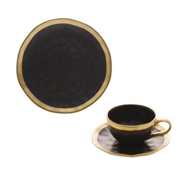 Imagem de Conjunto Dubai Porcelana Prato 22cm Sobremesa Xícara 200ml - Wolff