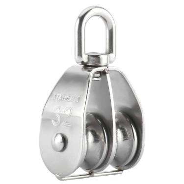 Imagem de Moitão Giratório Duplo Em Aço Inox 32Mm