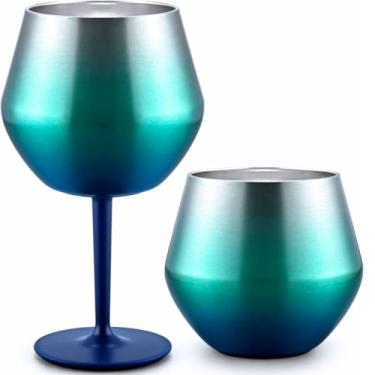 Imagem de Taça De Vinho/Gim Em Aço Inoxidável Com Haste Destacável, 360 Ml, Copo Térmico Com Base Antiderrapante, Perfeito Para Presente, Versátil Para Uso Doméstico, Eventos E Piqueniques (Azul)