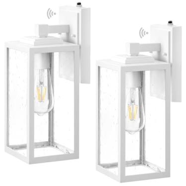 Imagem de VIANIS Pacote com 2 arandelas grandes de parede externas, luzes brancas de varanda para uso externo, suporte de parede para iluminação externa moderna para pátio da porta da frente, antiferrugem